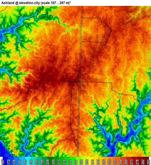 Zoom OUT 2x Ashland, United States elevation map