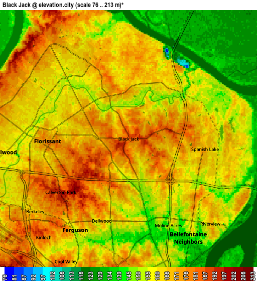 Zoom OUT 2x Black Jack, United States elevation map