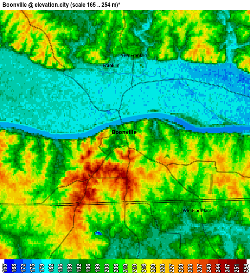 Zoom OUT 2x Boonville, United States elevation map