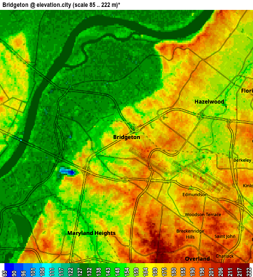 Zoom OUT 2x Bridgeton, United States elevation map