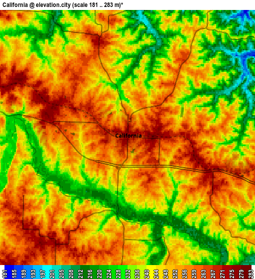 Zoom OUT 2x California, United States elevation map