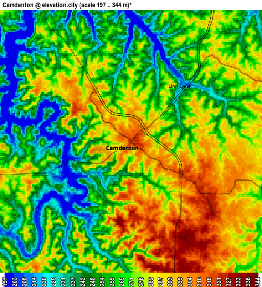 Zoom OUT 2x Camdenton, United States elevation map