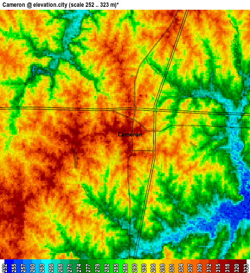 Zoom OUT 2x Cameron, United States elevation map