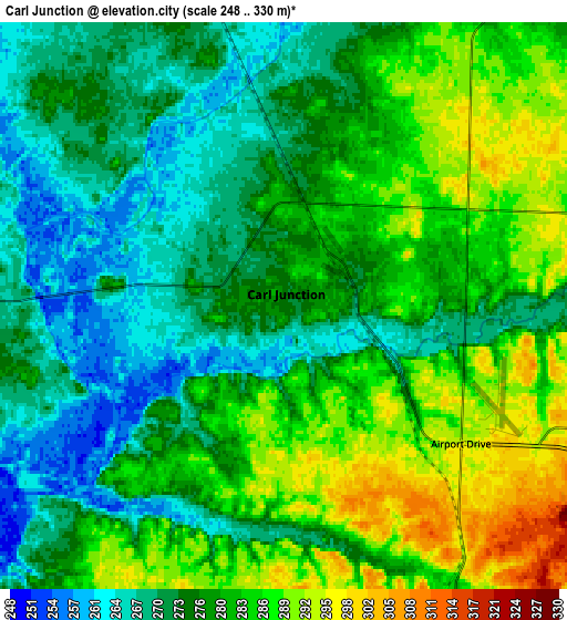 Zoom OUT 2x Carl Junction, United States elevation map