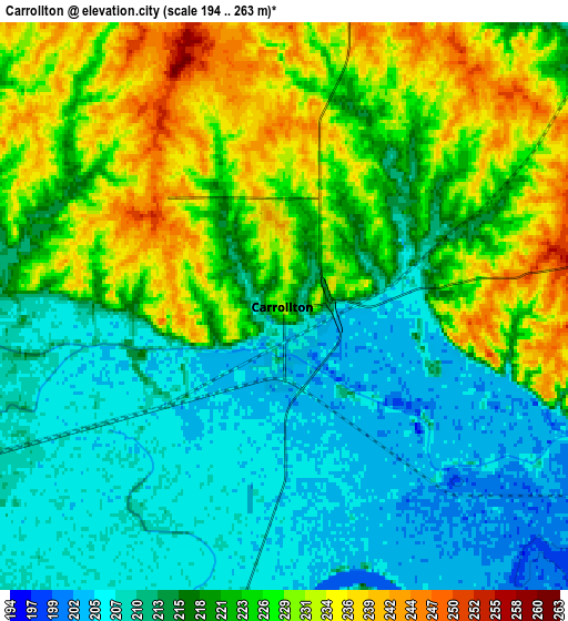 Zoom OUT 2x Carrollton, United States elevation map