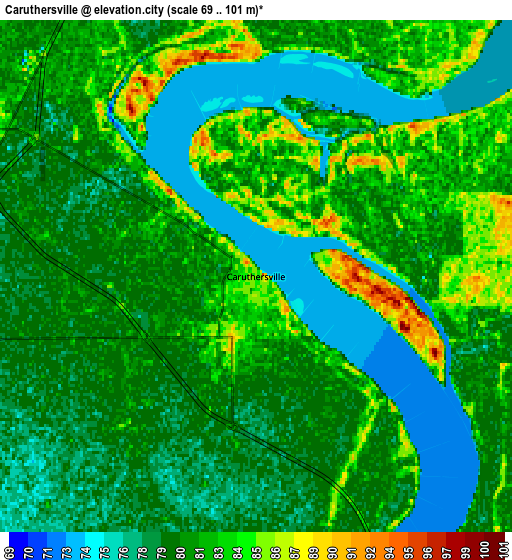 Zoom OUT 2x Caruthersville, United States elevation map