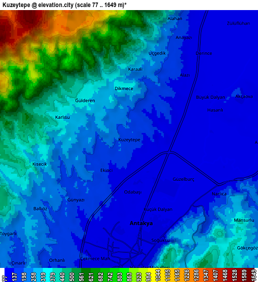 Zoom OUT 2x Kuzeytepe, Turkey elevation map