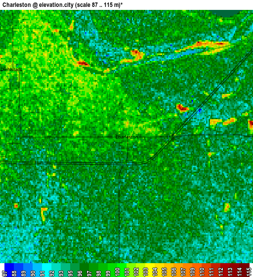 Zoom OUT 2x Charleston, United States elevation map