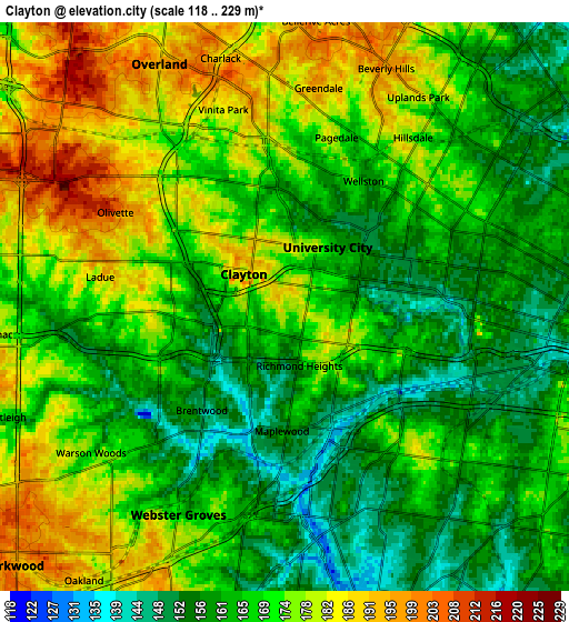 Zoom OUT 2x Clayton, United States elevation map