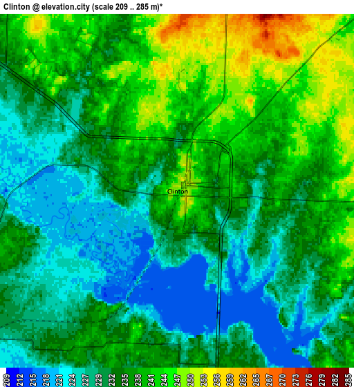 Zoom OUT 2x Clinton, United States elevation map