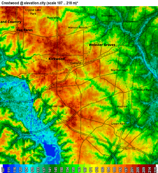 Zoom OUT 2x Crestwood, United States elevation map