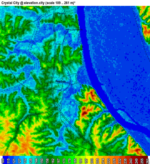 Zoom OUT 2x Crystal City, United States elevation map