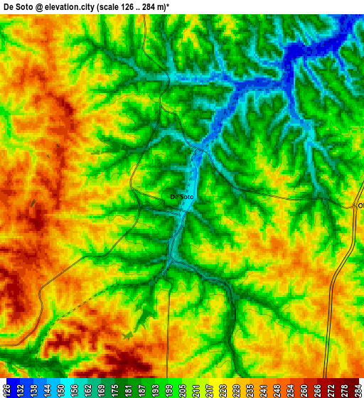 Zoom OUT 2x De Soto, United States elevation map