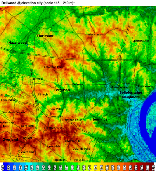 Zoom OUT 2x Dellwood, United States elevation map