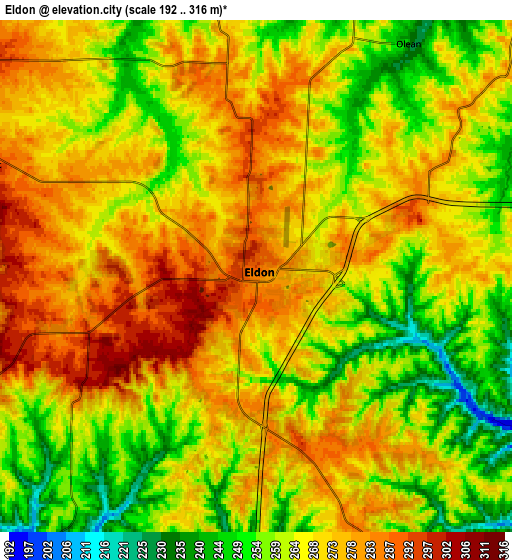 Zoom OUT 2x Eldon, United States elevation map