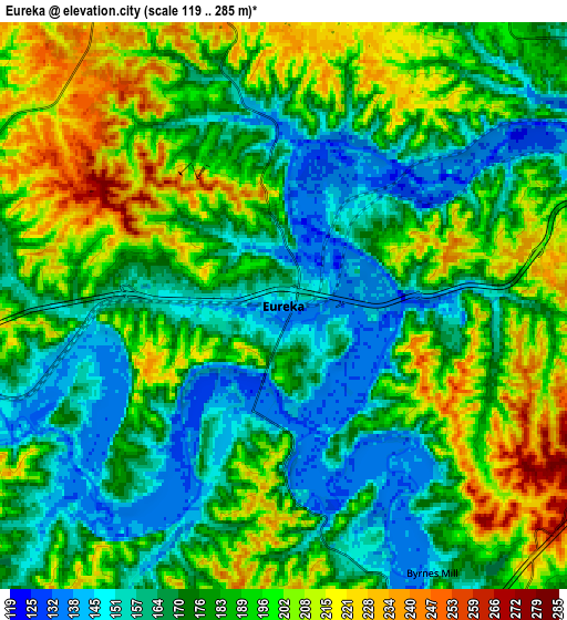 Zoom OUT 2x Eureka, United States elevation map