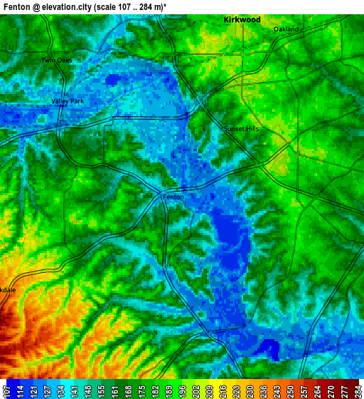 Zoom OUT 2x Fenton, United States elevation map