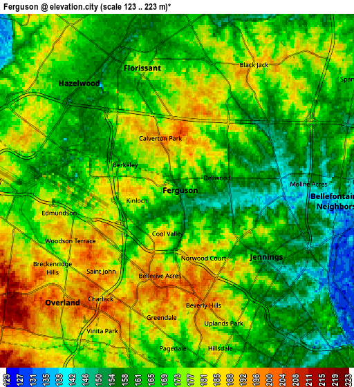 Zoom OUT 2x Ferguson, United States elevation map