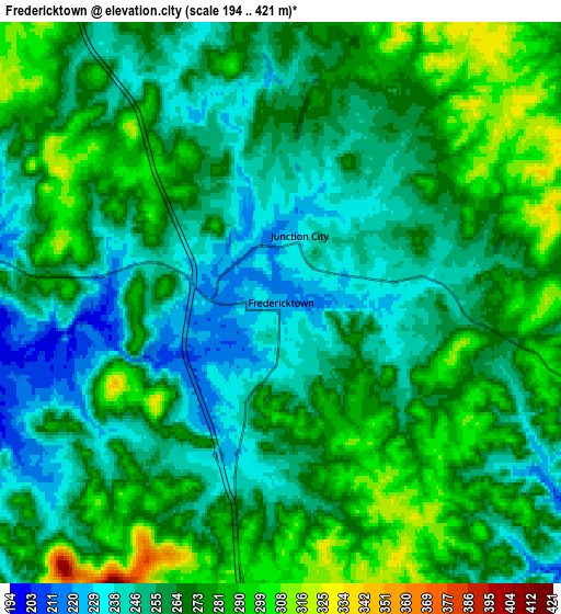 Zoom OUT 2x Fredericktown, United States elevation map