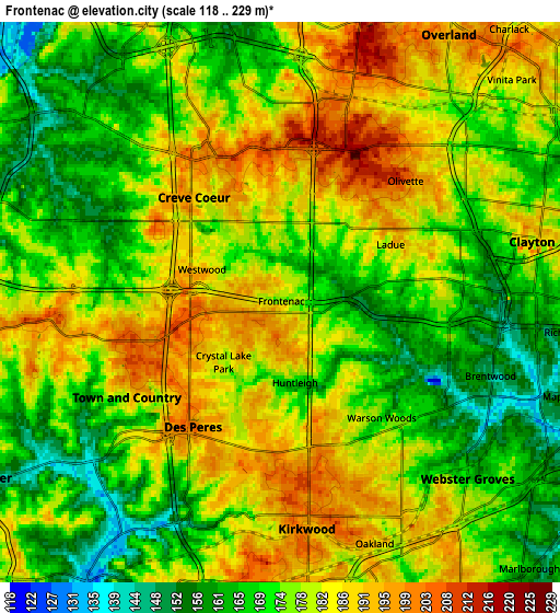 Zoom OUT 2x Frontenac, United States elevation map