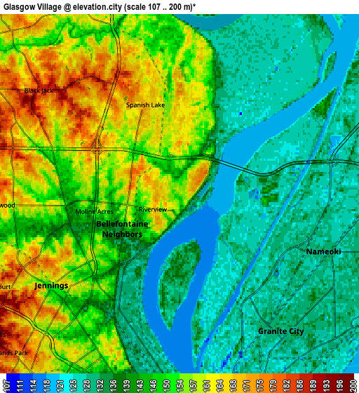 Zoom OUT 2x Glasgow Village, United States elevation map