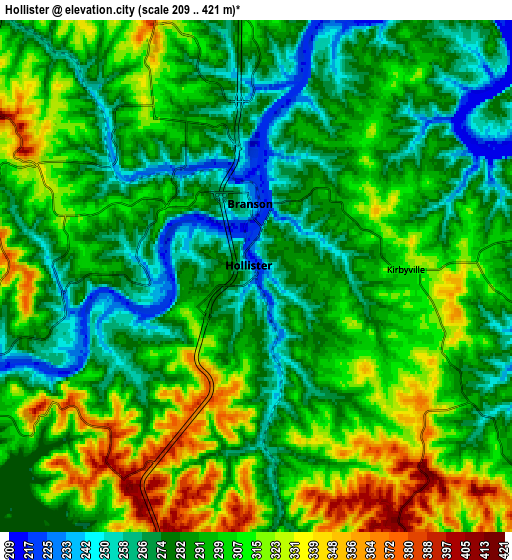 Zoom OUT 2x Hollister, United States elevation map