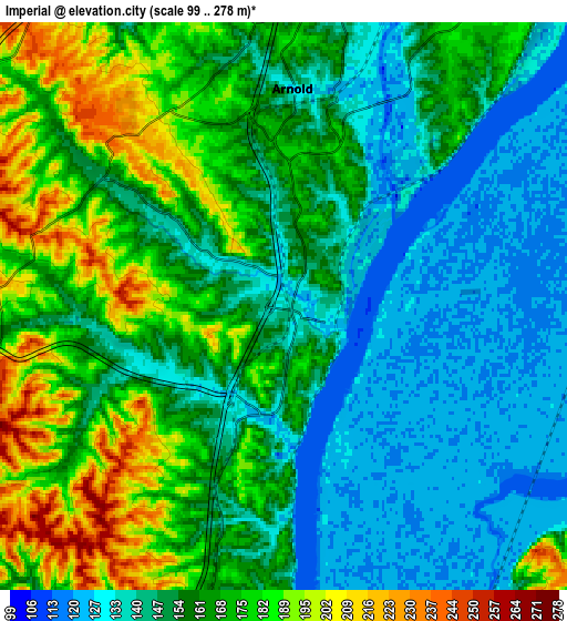 Zoom OUT 2x Imperial, United States elevation map