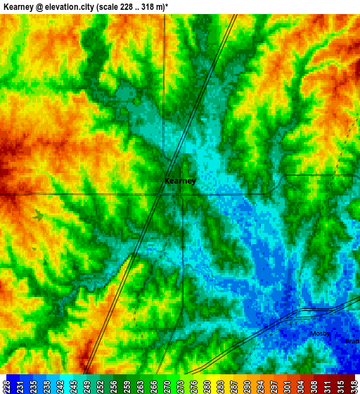 Zoom OUT 2x Kearney, United States elevation map