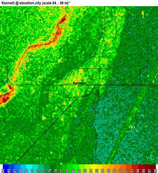 Zoom OUT 2x Kennett, United States elevation map