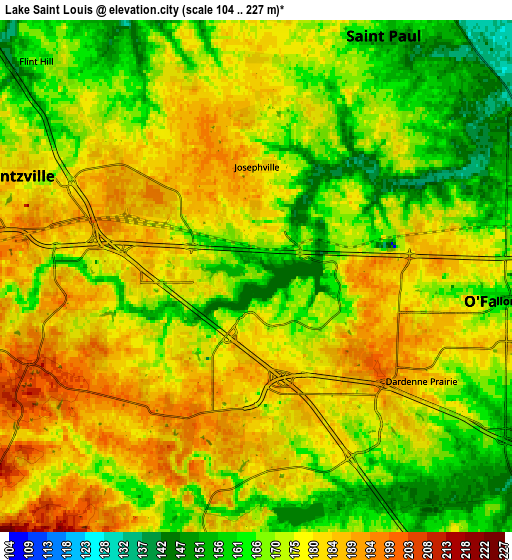 Zoom OUT 2x Lake Saint Louis, United States elevation map