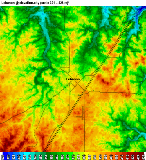 Zoom OUT 2x Lebanon, United States elevation map