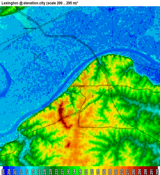 Zoom OUT 2x Lexington, United States elevation map