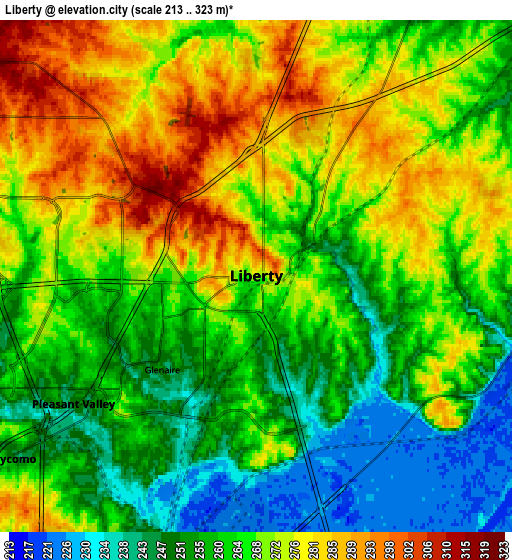 Zoom OUT 2x Liberty, United States elevation map