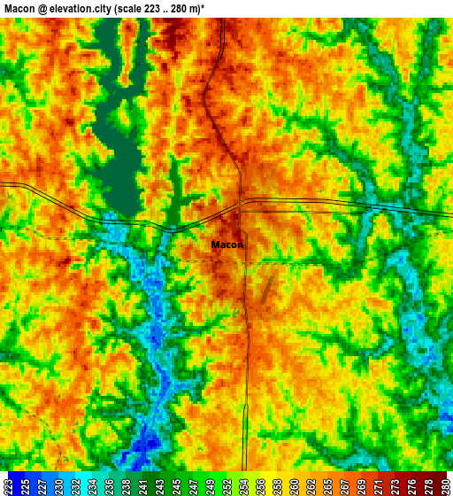 Zoom OUT 2x Macon, United States elevation map