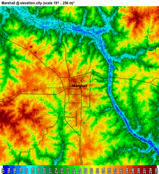 Zoom OUT 2x Marshall, United States elevation map