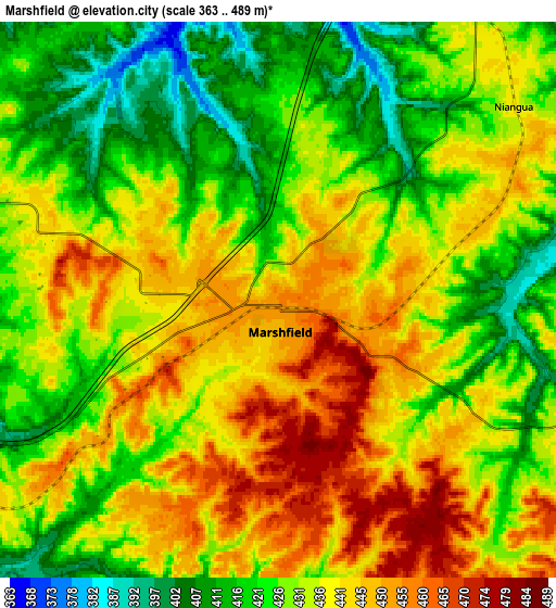 Zoom OUT 2x Marshfield, United States elevation map