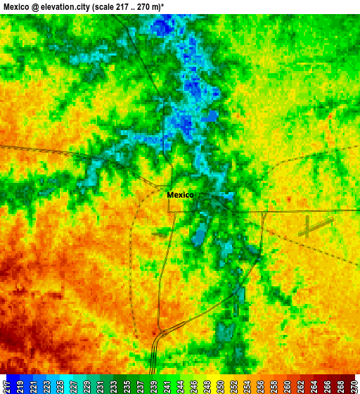 Zoom OUT 2x Mexico, United States elevation map