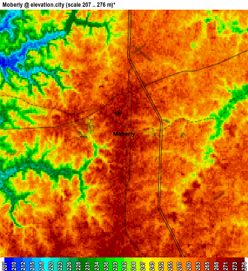 Zoom OUT 2x Moberly, United States elevation map