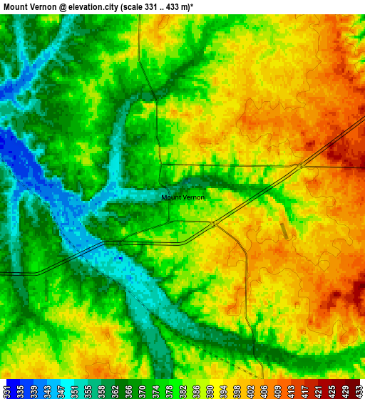 Zoom OUT 2x Mount Vernon, United States elevation map