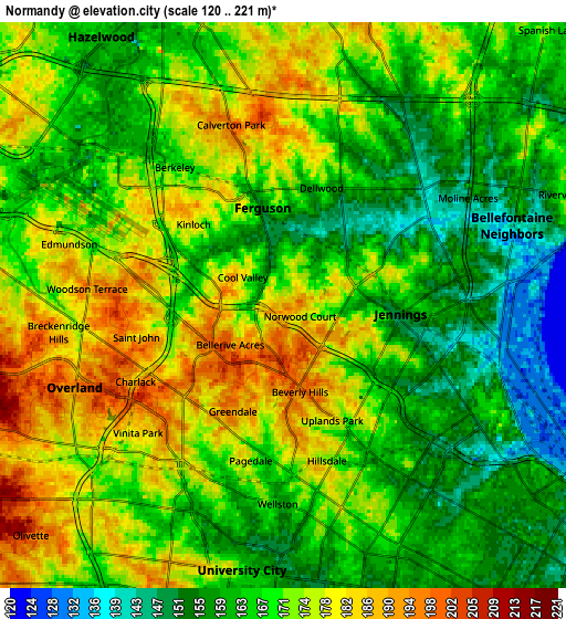 Zoom OUT 2x Normandy, United States elevation map