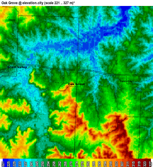 Zoom OUT 2x Oak Grove, United States elevation map