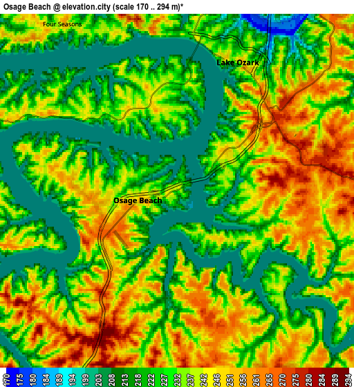 Zoom OUT 2x Osage Beach, United States elevation map