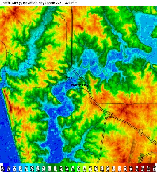 Zoom OUT 2x Platte City, United States elevation map