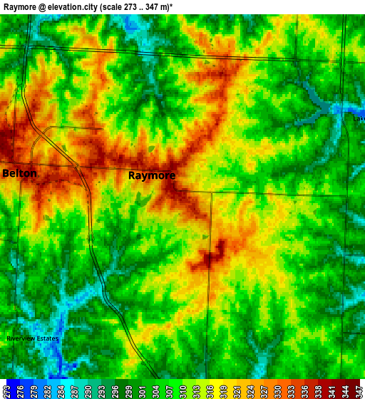 Zoom OUT 2x Raymore, United States elevation map