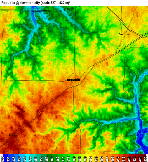 Zoom OUT 2x Republic, United States elevation map