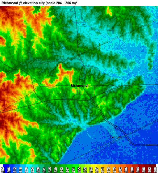 Zoom OUT 2x Richmond, United States elevation map