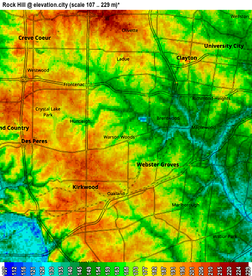 Zoom OUT 2x Rock Hill, United States elevation map