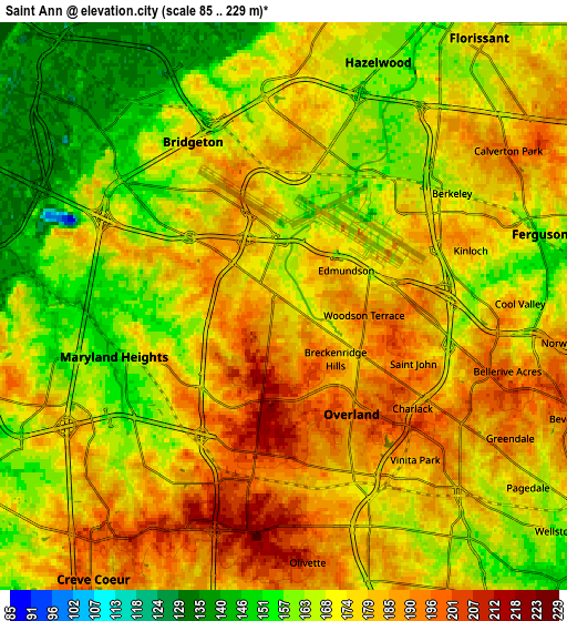 Zoom OUT 2x Saint Ann, United States elevation map