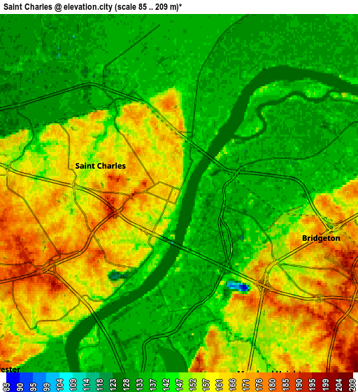 Zoom OUT 2x Saint Charles, United States elevation map