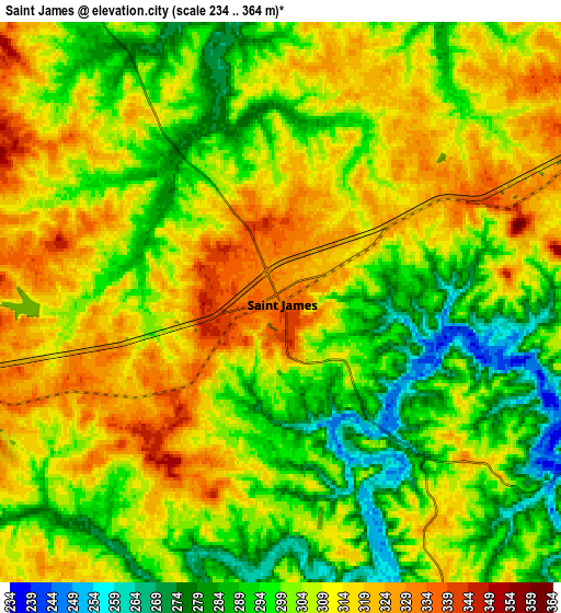 Zoom OUT 2x Saint James, United States elevation map